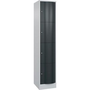 C+P Schließfachschrank Resisto, 1 Abteil, 4 Fächer, B 396 x T 540 x H 1950 mm, Lichtgrau/Anthrazitgrau C+P Schließfachschrank Resisto, 1 Abteil, 4 Fächer, B 396 x T 540 x H 1950 mm, Lichtgrau/Anthrazitgrau
