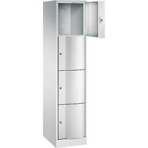 C+P Schließfachschrank Resisto, 1 Abteil, 4 Fächer, B 396 x T 540 x H 1950 mm, Lichtgrau/Clowngrün C+P Schließfachschrank Resisto, 1 Abteil, 4 Fächer, B 396 x T 540 x H 1950 mm, Lichtgrau/Clowngrün