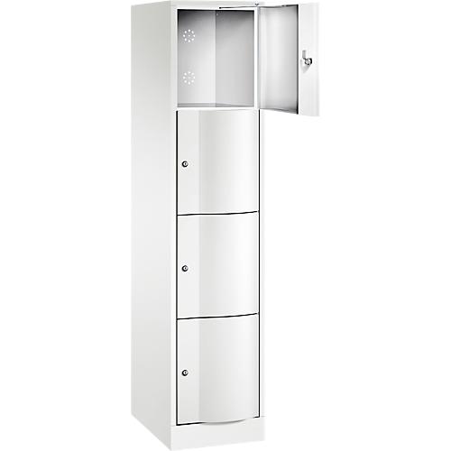 C+P Schließfachschrank Resisto, 1 Abteil, 4 Fächer, B 396 x T 540 x H 1950 mm, Verkehrsweiß