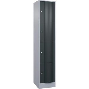 C+P Schließfachschrank Resisto, 1 Abteil, 4 Fächer, B 396 x T 540 x H 1950 mm, Weißalu/Anthrazitgrau C+P Schließfachschrank Resisto, 1 Abteil, 4 Fächer, B 396 x T 540 x H 1950 mm, Weißalu/Anthrazitgrau