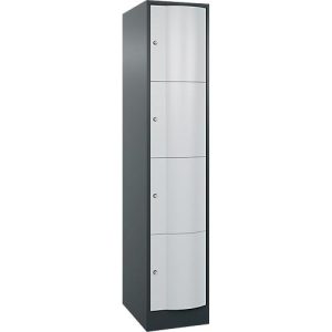 C+P Schließfachschrank Resisto, 1 Abteil, 4 Fächer, B 396 x T 640 x H 1950 mm, Anthrazitgrau/Lichtgrau C+P Schließfachschrank Resisto, 1 Abteil, 4 Fächer, B 396 x T 640 x H 1950 mm, Anthrazitgrau/Lichtgrau