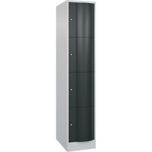 C+P Schließfachschrank Resisto, 1 Abteil, 4 Fächer, B 396 x T 640 x H 1950 mm, Lichtgrau/Anthrazitgrau C+P Schließfachschrank Resisto, 1 Abteil, 4 Fächer, B 396 x T 640 x H 1950 mm, Lichtgrau/Anthrazitgrau