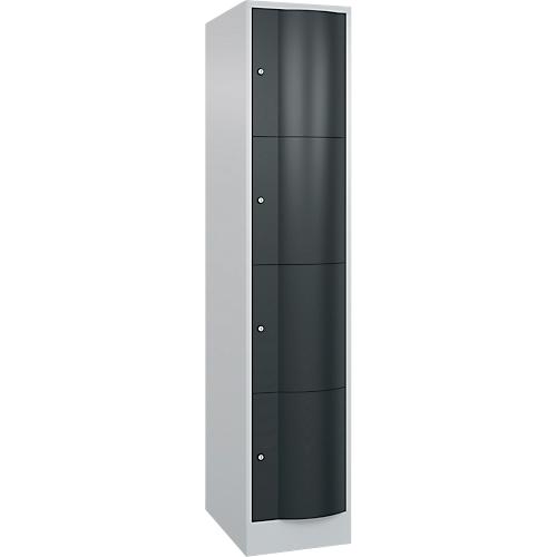 C+P Schließfachschrank Resisto, 1 Abteil, 4 Fächer, B 396 x T 640 x H 1950 mm, Lichtgrau/Anthrazitgrau