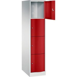 C+P Schließfachschrank Resisto, 1 Abteil, 4 Fächer, B 396 x T 640 x H 1950 mm, Lichtgrau/Enzianblau C+P Schließfachschrank Resisto, 1 Abteil, 4 Fächer, B 396 x T 640 x H 1950 mm, Lichtgrau/Enzianblau