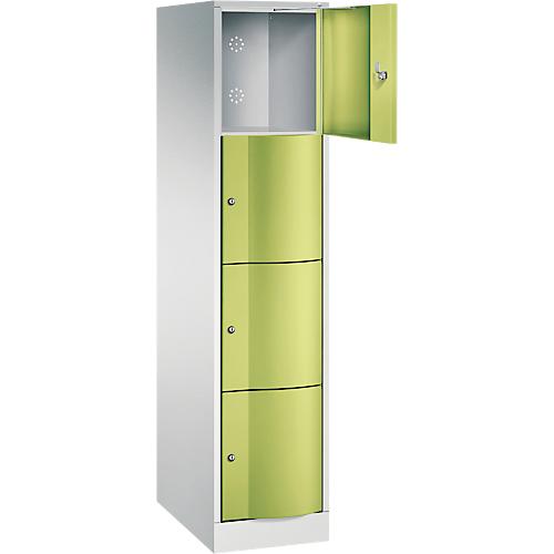 C+P Schließfachschrank Resisto, 1 Abteil, 4 Fächer, B 396 x T 640 x H 1950 mm, Lichtgrau