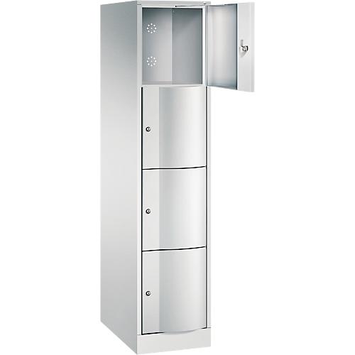 C+P Schließfachschrank Resisto, 1 Abteil, 4 Fächer, B 396 x T 640 x H 1950 mm, Lichtgrau/Lichtblau