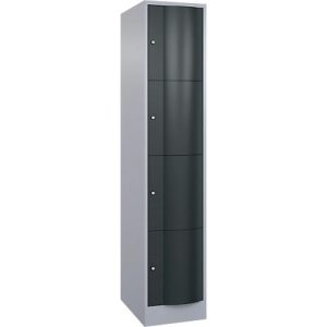 C+P Schließfachschrank Resisto, 1 Abteil, 4 Fächer, B 396 x T 640 x H 1950 mm, Weißalu/Anthrazitgrau C+P Schließfachschrank Resisto, 1 Abteil, 4 Fächer, B 396 x T 640 x H 1950 mm, Weißalu/Anthrazitgrau
