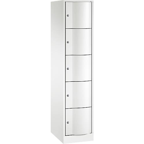 C+P Schließfachschrank Resisto, 1 Abteil, 5 Fächer, B 396 x T 540 x H 1950 mm, Verkehrsweiß