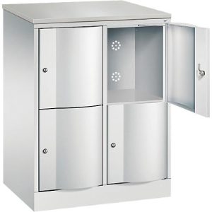 C+P Schließfachschrank Resisto, 2 Abteile, 4 Fächer, B 772 x T 540 x H 1077 mm, Lichtgrau C+P Schließfachschrank Resisto, 2 Abteile, 4 Fächer, B 772 x T 540 x H 1077 mm, Lichtgrau
