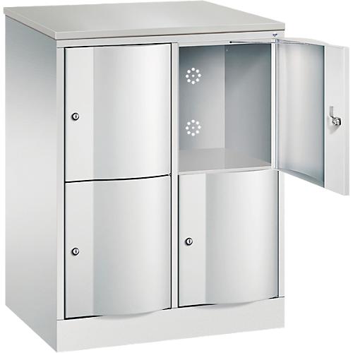C+P Schließfachschrank Resisto, 2 Abteile, 4 Fächer, B 772 x T 540 x H 1077 mm, Lichtgrau