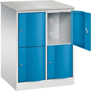 C+P Schließfachschrank Resisto, 2 Abteile, 4 Fächer, B 772 x T 640 x H 1077 mm, Lichtgrau/Lichtblau C+P Schließfachschrank Resisto, 2 Abteile, 4 Fächer, B 772 x T 640 x H 1077 mm, Lichtgrau/Lichtblau