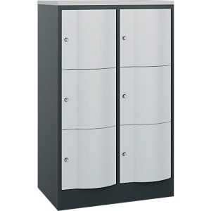 C+P Schließfachschrank Resisto, 2 Abteile, 6 Fächer, B 772 x T 540 x H 1255 mm, Anthrazitgrau/Lichtgrau C+P Schließfachschrank Resisto, 2 Abteile, 6 Fächer, B 772 x T 540 x H 1255 mm, Anthrazitgrau/Lichtgrau