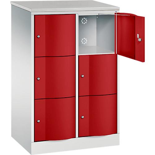 C+P Schließfachschrank Resisto, 2 Abteile, 6 Fächer, B 772 x T 540 x H 1255 mm, Lichtgrau/Anthrazitgrau