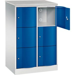 C+P Schließfachschrank Resisto, 2 Abteile, 6 Fächer, B 772 x T 540 x H 1255 mm, Lichtgrau/Clowngrün C+P Schließfachschrank Resisto, 2 Abteile, 6 Fächer, B 772 x T 540 x H 1255 mm, Lichtgrau/Clowngrün