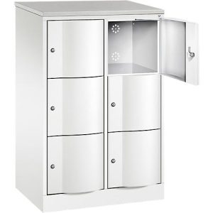 C+P Schließfachschrank Resisto, 2 Abteile, 6 Fächer, B 772 x T 540 x H 1255 mm, Lichtgrau C+P Schließfachschrank Resisto, 2 Abteile, 6 Fächer, B 772 x T 540 x H 1255 mm, Lichtgrau