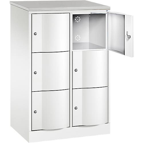 C+P Schließfachschrank Resisto, 2 Abteile, 6 Fächer, B 772 x T 540 x H 1255 mm, Lichtgrau