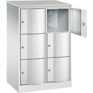 C+P Schließfachschrank Resisto, 2 Abteile, 6 Fächer, B 772 x T 540 x H 1255 mm, Lichtgrau/Lichtblau C+P Schließfachschrank Resisto, 2 Abteile, 6 Fächer, B 772 x T 540 x H 1255 mm, Lichtgrau/Lichtblau