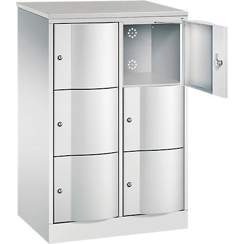C+P Schließfachschrank Resisto, 2 Abteile, 6 Fächer, B 772 x T 540 x H 1255 mm, Lichtgrau/Lichtblau