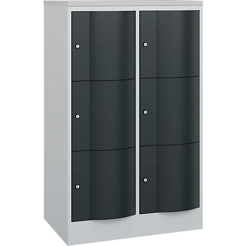 C+P Schließfachschrank Resisto, 2 Abteile, 6 Fächer, B 772 x T 540 x H 1255 mm, Verkehrsweiß