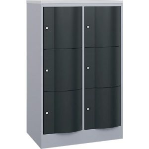 C+P Schließfachschrank Resisto, 2 Abteile, 6 Fächer, B 772 x T 540 x H 1255 mm, Weißalu/Anthrazitgrau C+P Schließfachschrank Resisto, 2 Abteile, 6 Fächer, B 772 x T 540 x H 1255 mm, Weißalu/Anthrazitgrau