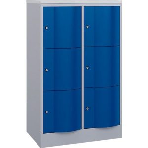 C+P Schließfachschrank Resisto, 2 Abteile, 6 Fächer, B 772 x T 540 x H 1255 mm, Weißalu/Enzianblau C+P Schließfachschrank Resisto, 2 Abteile, 6 Fächer, B 772 x T 540 x H 1255 mm, Weißalu/Enzianblau