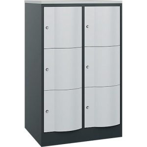 C+P Schließfachschrank Resisto, 2 Abteile, 6 Fächer, B 772 x T 640 x H 1255 mm, Lichtgrau/Anthrazitgrau C+P Schließfachschrank Resisto, 2 Abteile, 6 Fächer, B 772 x T 640 x H 1255 mm, Lichtgrau/Anthrazitgrau