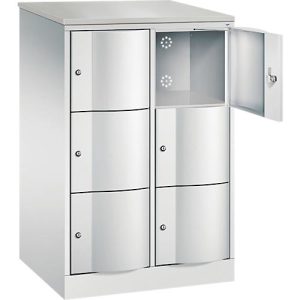 C+P Schließfachschrank Resisto, 2 Abteile, 6 Fächer, B 772 x T 640 x H 1255 mm, Lichtgrau C+P Schließfachschrank Resisto, 2 Abteile, 6 Fächer, B 772 x T 640 x H 1255 mm, Lichtgrau