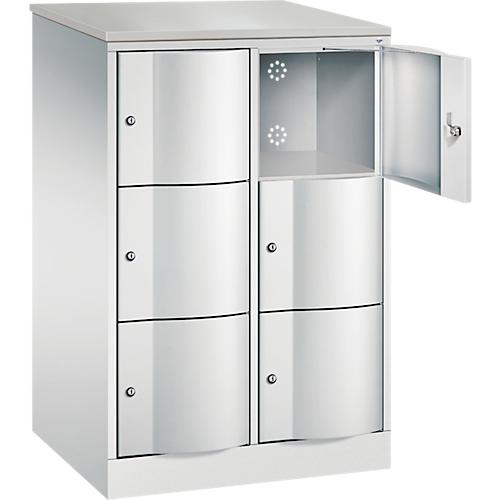 C+P Schließfachschrank Resisto, 2 Abteile, 6 Fächer, B 772 x T 640 x H 1255 mm, Lichtgrau