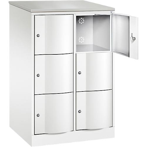 C+P Schließfachschrank Resisto, 2 Abteile, 6 Fächer, B 772 x T 640 x H 1255 mm, Verkehrsweiß