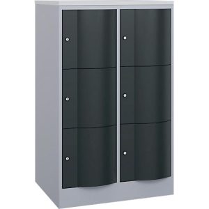C+P Schließfachschrank Resisto, 2 Abteile, 6 Fächer, B 772 x T 640 x H 1255 mm, Weißalu/Anthrazitgrau C+P Schließfachschrank Resisto, 2 Abteile, 6 Fächer, B 772 x T 640 x H 1255 mm, Weißalu/Anthrazitgrau