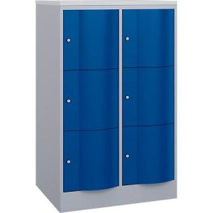 C+P Schließfachschrank Resisto, 2 Abteile, 6 Fächer, B 772 x T 640 x H 1255 mm, Weißalu/Enzianblau C+P Schließfachschrank Resisto, 2 Abteile, 6 Fächer, B 772 x T 640 x H 1255 mm, Weißalu/Enzianblau