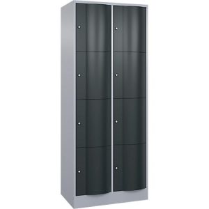 C+P Schließfachschrank Resisto, 2 Abteile, 8 Fächer, B 772 x T 540 x H 1950 mm, Weißalu/Anthrazitgrau C+P Schließfachschrank Resisto, 2 Abteile, 8 Fächer, B 772 x T 540 x H 1950 mm, Weißalu/Anthrazitgrau