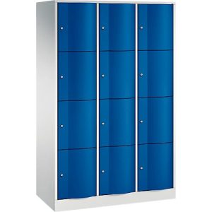 C+P Schließfachschrank Resisto, 3 Abteile, 12 Fächer, B 1148 x T 540 x H 1950 mm, Lichtgrau/Enzianblau C+P Schließfachschrank Resisto, 3 Abteile, 12 Fächer, B 1148 x T 540 x H 1950 mm, Lichtgrau/Enzianblau