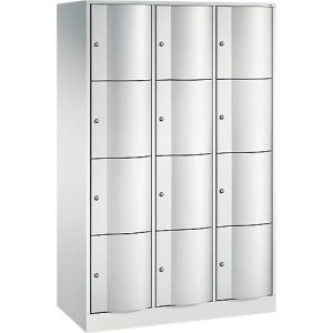 C+P Schließfachschrank Resisto, 3 Abteile, 12 Fächer, B 1148 x T 540 x H 1950 mm, Lichtgrau/Rubinrot C+P Schließfachschrank Resisto, 3 Abteile, 12 Fächer, B 1148 x T 540 x H 1950 mm, Lichtgrau/Rubinrot