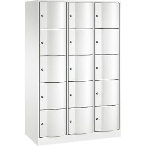 C+P Schließfachschrank Resisto, 3 Abteile, 15 Fächer, B 1148 x T 540 x H 1950 mm, Verkehrsweiß C+P Schließfachschrank Resisto, 3 Abteile, 15 Fächer, B 1148 x T 540 x H 1950 mm, Verkehrsweiß