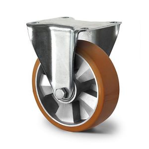 CASCOO Bockrolle BAU5, mit Rad-ø 125 mm x B 50 mm, Aluminium-Felge, Polyurethan-Lauffläche, braun, Doppelkugellager, bis 500 kg CASCOO Bockrolle BAU5, mit Rad-ø 125 mm x B 50 mm, Aluminium-Felge, Polyurethan-Lauffläche, braun, Doppelkugellager, bis 500 kg
