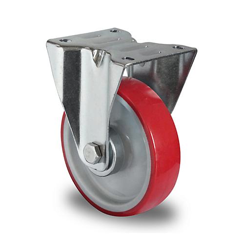 CASCOO Bockrolle N2U6, mit Rad-ø 100 mm x B 32 mm, Polyamid-Felge, Polyurethan-Lauffläche, rot, Rollenlager, bis 150 kg