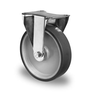 CASCOO Bockrolle P2V2, mit Rad-ø 200 mm x B 48 mm, Polypropylen-Felge, Elastomer-Lauffläche, grau, Rollenlager, bis 200 kg CASCOO Bockrolle P2V2, mit Rad-ø 200 mm x B 48 mm, Polypropylen-Felge, Elastomer-Lauffläche, grau, Rollenlager, bis 200 kg
