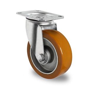 CASCOO Lenkrolle AAU5, mit Rad-ø 125 mm x B 40 mm, Aluminium-Felge, Polyurethan-Lauffläche, braun, Doppelkugellager, bis 300 kg CASCOO Lenkrolle AAU5, mit Rad-ø 125 mm x B 40 mm, Aluminium-Felge, Polyurethan-Lauffläche, braun, Doppelkugellager, bis 300 kg