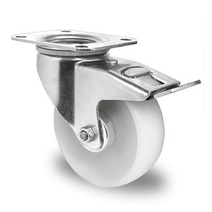 CASCOO Lenkrolle N0N0, mit Totalfeststeller, Rad-ø 125 mm x B 38 mm, Polyamid-Felge, Polyamid-Lauffläche, natur/weiß, Rollenlager, bis 200 kg CASCOO Lenkrolle N0N0, mit Totalfeststeller, Rad-ø 125 mm x B 38 mm, Polyamid-Felge, Polyamid-Lauffläche, natur/weiß, Rollenlager, bis 200 kg