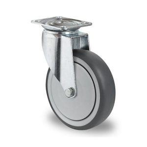CASCOO Lenkrolle P2T2, mit Rad-ø 100 mm x B 32 mm, Polypropylen-Felge, Elastomer-Lauffläche, grau, Kugellager, bis 100 kg CASCOO Lenkrolle P2T2, mit Rad-ø 100 mm x B 32 mm, Polypropylen-Felge, Elastomer-Lauffläche, grau, Kugellager, bis 100 kg