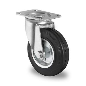 CASCOO Lenkrolle SWS4, mit Rad-ø 125 mm x B 38 mm, Stahl-Felge, Vollgummi-Lauffläche, schwarz, Rollenlager, bis 100 kg CASCOO Lenkrolle SWS4, mit Rad-ø 125 mm x B 38 mm, Stahl-Felge, Vollgummi-Lauffläche, schwarz, Rollenlager, bis 100 kg