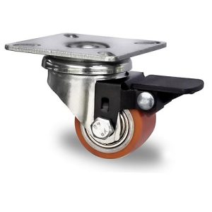 CASCOO Lenkrolle SWU5, mit Radfeststeller, Rad-ø 35 mm x B 27 mm, Stahl-Felge, Polyurethan-Lauffläche, braun, Doppelkugellager, bis 100 kg CASCOO Lenkrolle SWU5, mit Radfeststeller, Rad-ø 35 mm x B 27 mm, Stahl-Felge, Polyurethan-Lauffläche, braun, Doppelkugellager, bis 100 kg