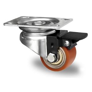 CASCOO Lenkrolle SWU5, mit Radfeststeller, Rad-ø 50 mm x B 33 mm, Stahl-Felge, Polyurethan-Lauffläche, braun, Doppelkugellager, bis 150 kg CASCOO Lenkrolle SWU5, mit Radfeststeller, Rad-ø 50 mm x B 33 mm, Stahl-Felge, Polyurethan-Lauffläche, braun, Doppelkugellager, bis 150 kg