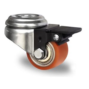 CASCOO Rückenlochlenkrolle SWU5, mit Radfeststeller, Rad-ø 50 mm x B 33 mm, Stahl-Felge, Polyurethan-Lauffläche, braun, Doppelkugellager, bis 150 kg CASCOO Rückenlochlenkrolle SWU5, mit Radfeststeller, Rad-ø 50 mm x B 33 mm, Stahl-Felge, Polyurethan-Lauffläche, braun, Doppelkugellager, bis 150 kg