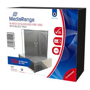 CD/DVD-Leerhülle, transparent, schwarzer Tray, Slimcase, 10 Stück CD/DVD-Leerhülle, transparent, schwarzer Tray, Slimcase, 10 Stück