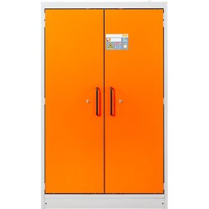Cemo Sicherheitsschrank Typ 90 PROline 12/20, selbstschließende Türen, B 1200 x T 600 x H 1950 mm, 33 Liter, grau/orange Cemo Sicherheitsschrank Typ 90 PROline 12/20, selbstschließende Türen, B 1200 x T 600 x H 1950 mm, 33 Liter, grau/orange