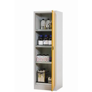 Chemikalienschrank asecos CF-CLASSIC, Flügeltür, Anschlag rechts, Front Sicherheitsgelb, B 600 x T 500 x H 1950 mm Chemikalienschrank asecos CF-CLASSIC, Flügeltür, Anschlag rechts, Front Sicherheitsgelb, B 600 x T 500 x H 1950 mm