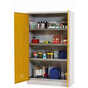 Chemikalienschrank asecos CF-CLASSIC, Flügeltüren, Front Sicherheitsgelb, B 1200 x T 500 x H 1950 mm Chemikalienschrank asecos CF-CLASSIC, Flügeltüren, Front Sicherheitsgelb, B 1200 x T 500 x H 1950 mm