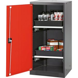 Chemikalienschrank Asecos CS-CLASSIC, Flügeltür, 2 Auszugswannen, 545x520x1105 mm, verkehrsrot Chemikalienschrank Asecos CS-CLASSIC, Flügeltür, 2 Auszugswannen, 545x520x1105 mm, verkehrsrot